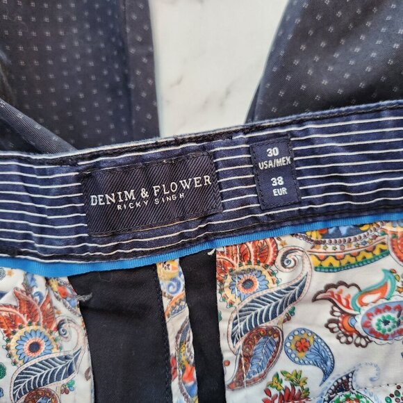 BUNDLE (2) Chino Shorts Blue Patterned Black Brown 1826 Denim & Flower Men's 30 - Picture 5 of 12